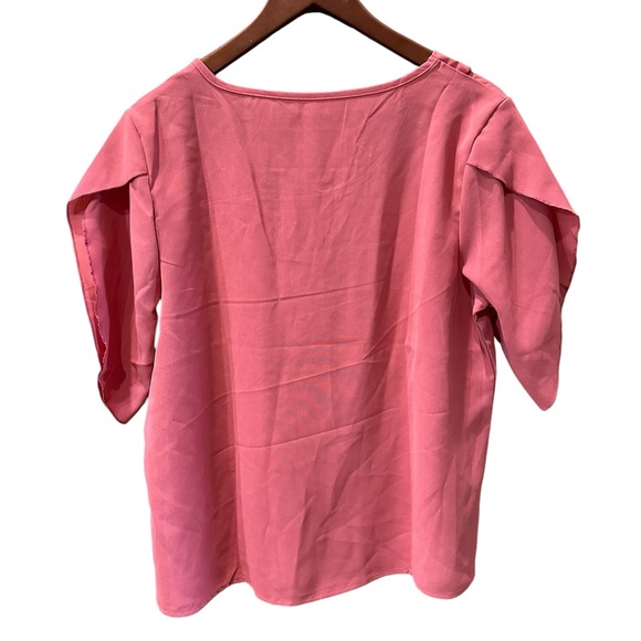 Rust Asymmetrical Swoop Collar Blouse - Picture 3 of 11